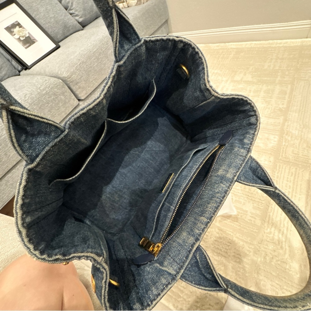 Prada Blue Denim Tote with Logo - Picture 12 of 13